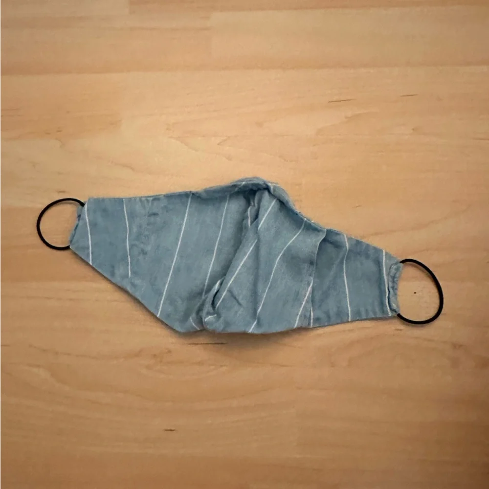 Blue and white striped face mask